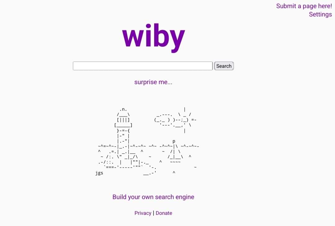 Wiby main page screenshot