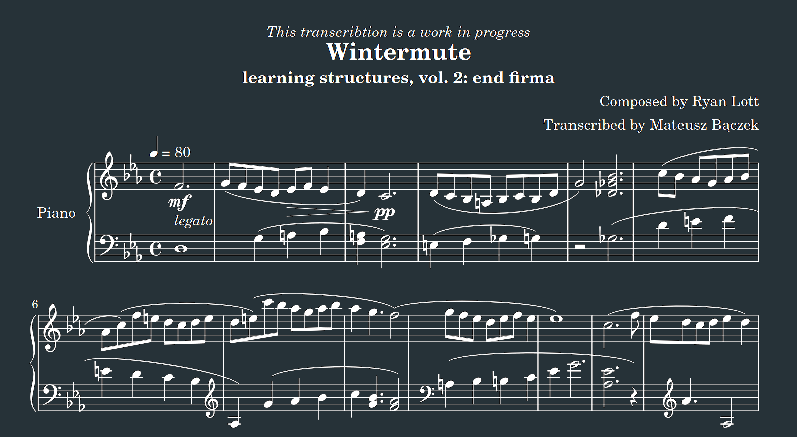 Work in progress wintermute transcription